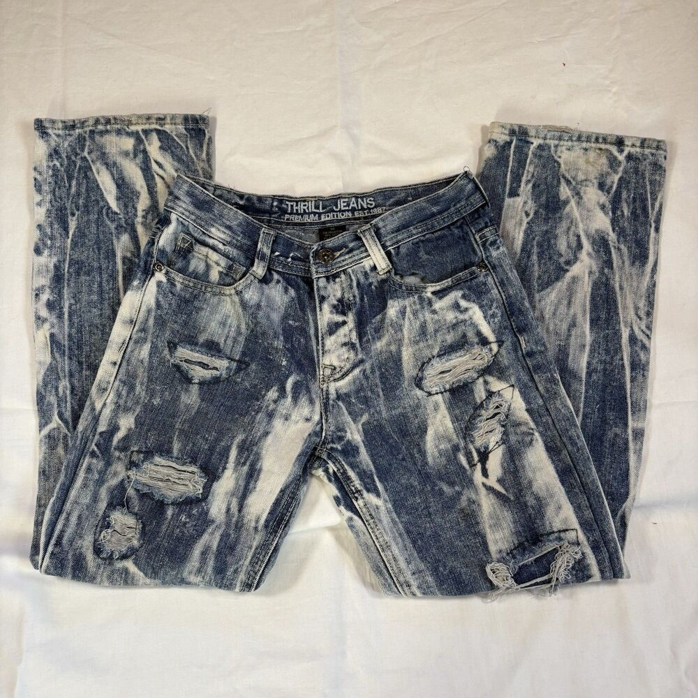 Thrill Jeans Woman's Bleached and Distressed Jeans Size 12 26x26